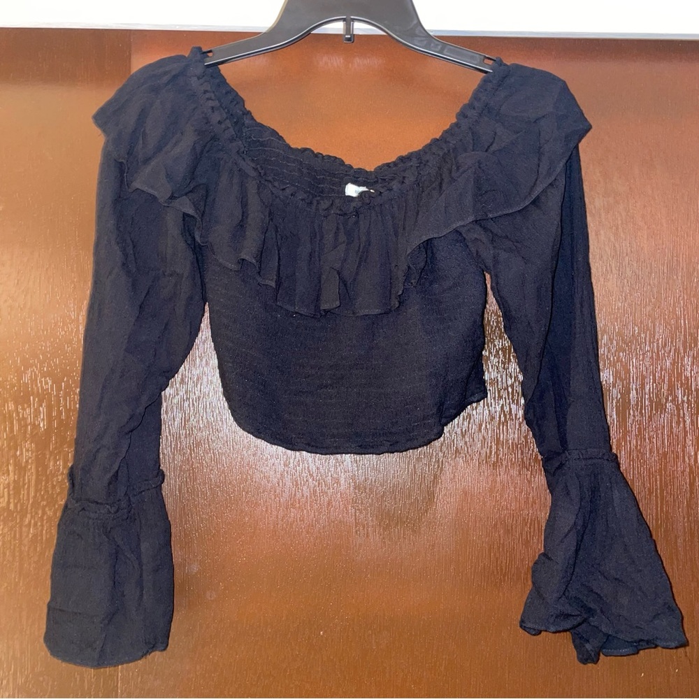 Black Off the Shoulder Crop Top